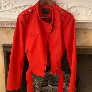 Red Vegan Suede Moto Jacket